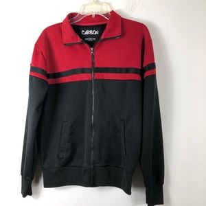 Carbon Boy Track Jacket Size M Zip Up Long Sleeves Front Pocket